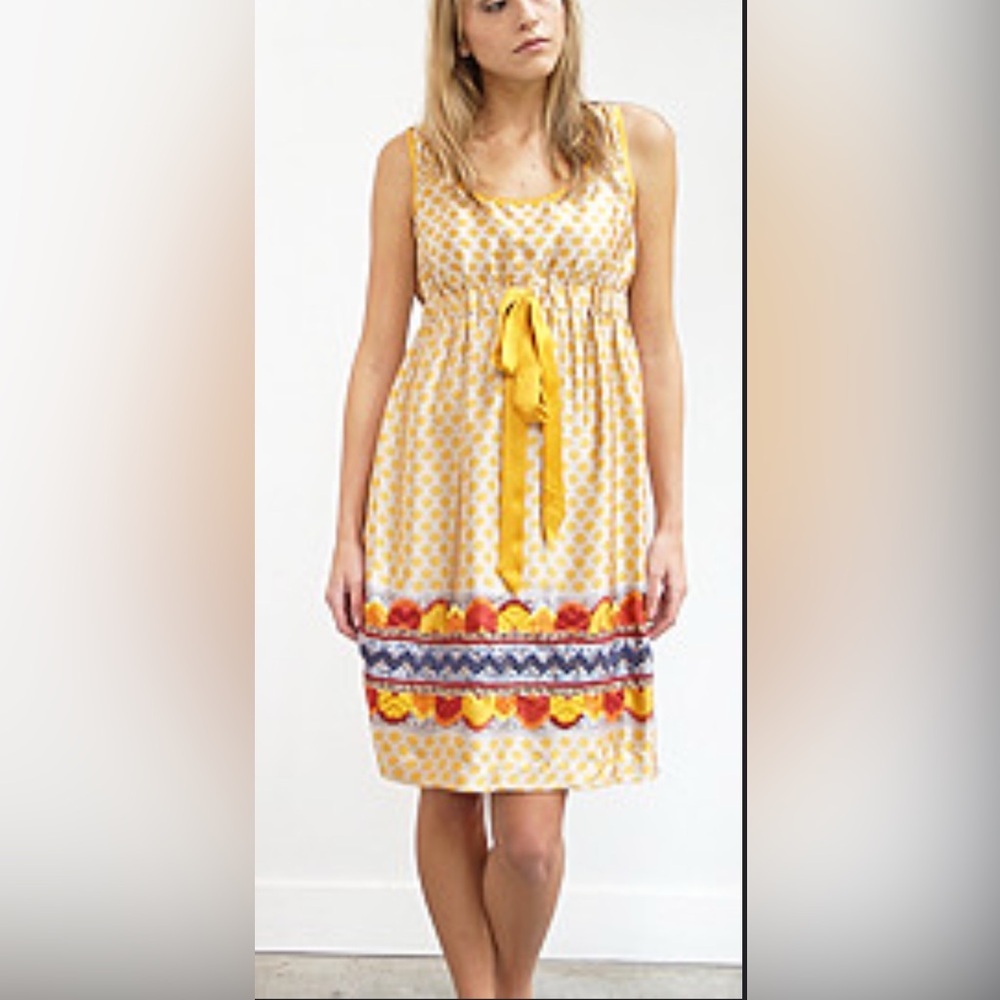 Mint Saffron Tie Waist Silk Tank Party Dress Size 6